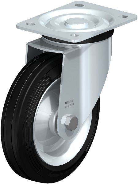 Blickle L-RD 182R Stahlblech-Lenkrolle, mittelschwere Ausführung, mit Anschraubplatte, Zweikomponenten-Vollgummi, Schwarz, 42531