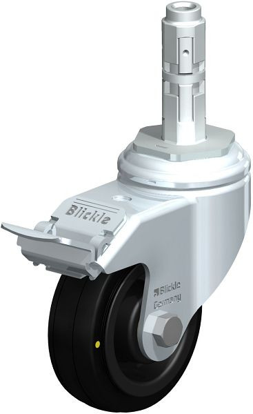 Blickle LKRA-VPA 80K-11-FI-EL-E12 Apparate-Lenkrolle mit Expander & Feststeller, Vollgummi, Schwarz, 750910