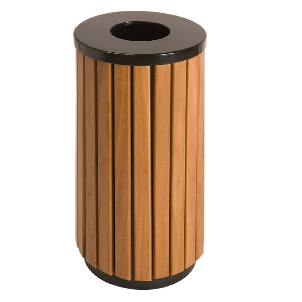 Stein HGS Abfallbehälter -P-Bins 69- 40 Liter aus Stahl mit Kunststoffverkleidung (Holzoptik), 18002