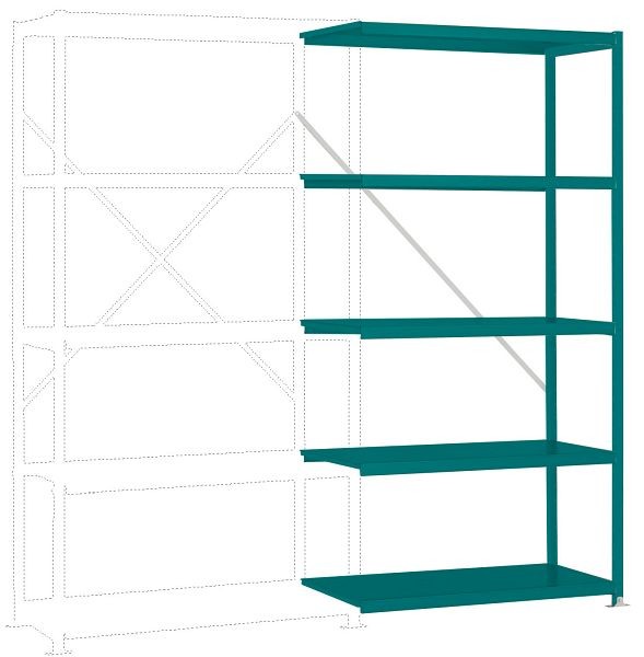 Manuflex Fachboden-Steckregal Color Anbauregal mit 5 Stahlböden, HxBxT = 2000 x 1000 x 300 mm, wasserblau, RP1151.5021