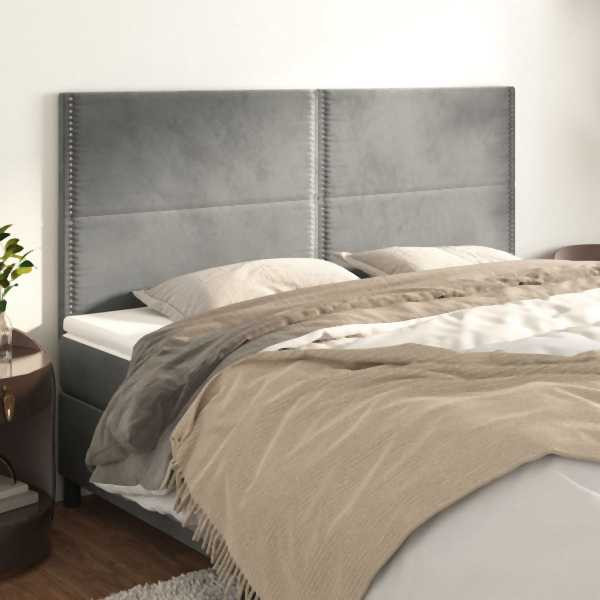 vidaXL Kopfteile 4 Stück Hellgrau 100x5x78/88 cm Samt, 3116258