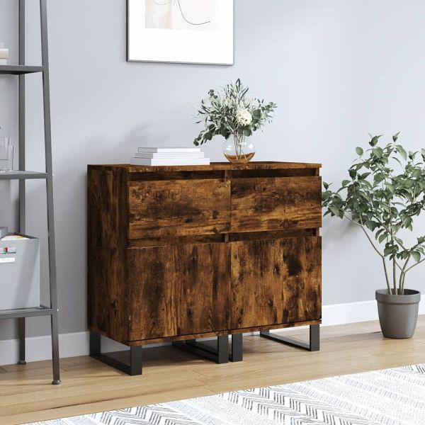 vidaXL Sideboards 2 Stück Räuchereiche 40x35x70 cm Holzwerkstoff, 831175