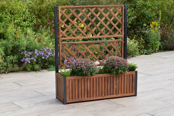 Merxx Rankgitter, groß, Pflanzkasten mit Rankgitter, Aluminium mit FSC Akazienholz, 22150-011