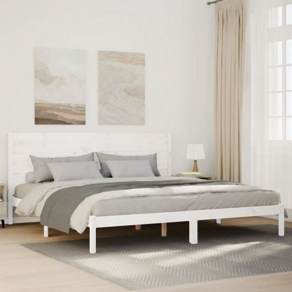 vidaXL Massivholzbett Extra Lang ohne Matratze Weiß 200x210 cm, 3309278