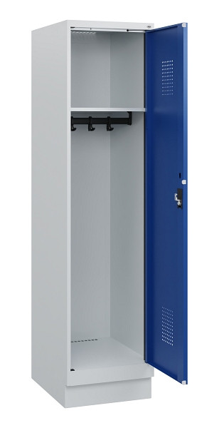 C+P Spind Evolo PLUS, Sockel, 1 Abteil, 1630x400x500mm, 7035/5010, Zylinderschloss, 0490205-12 S10029