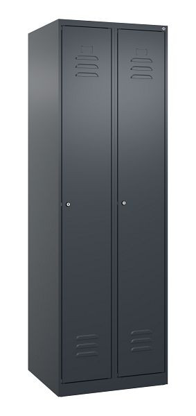 C+P Mehrzweckschrank Classic PLUS, Wäsche-Spind, 2 Abteile, 1850x600x500mm, 7016/7016, Zylinderschlösser, 080000-20B S10023