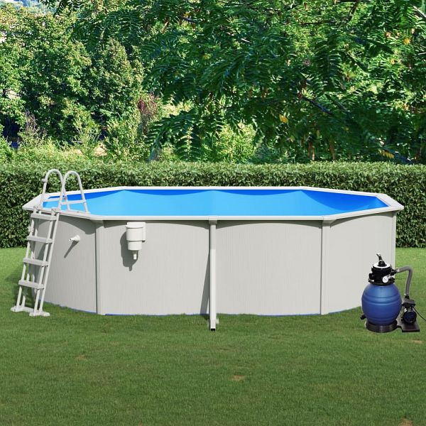 vidaXL Pool mit Sandfilterpumpe und Leiter 490x360x120 cm, 3098055