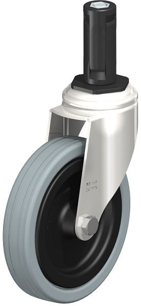 Blickle LKRXA-VPA 125G-11-EXR13 Edelstahl-Apparate-Lenkrolle mit Expander, Vollgummi, Grau, 853284