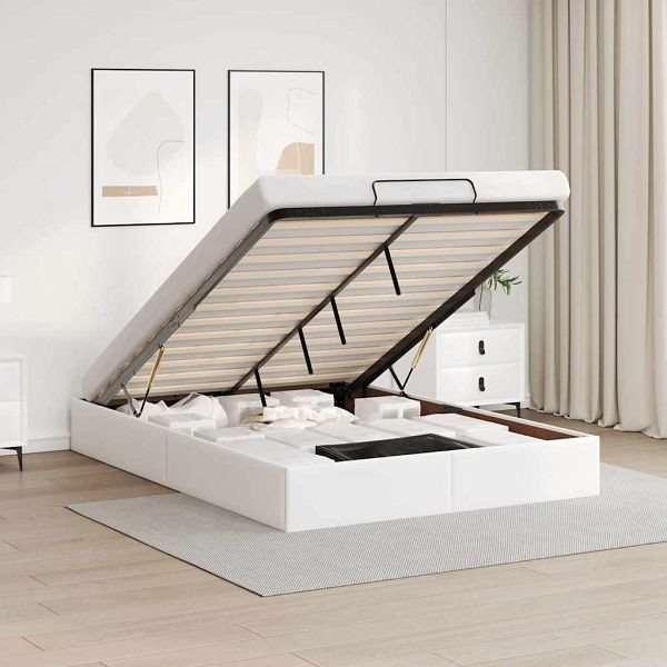 vidaXL Ottoman-Bett ohne Matratze Weiß 140x190 cm Kunstleder, 3310800