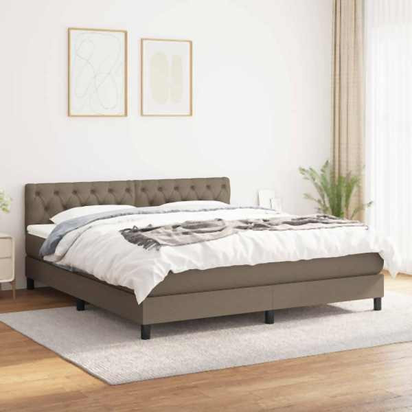 vidaXL Boxspringbett mit Matratze Taupe 160x200 cm Stoff, 3140309