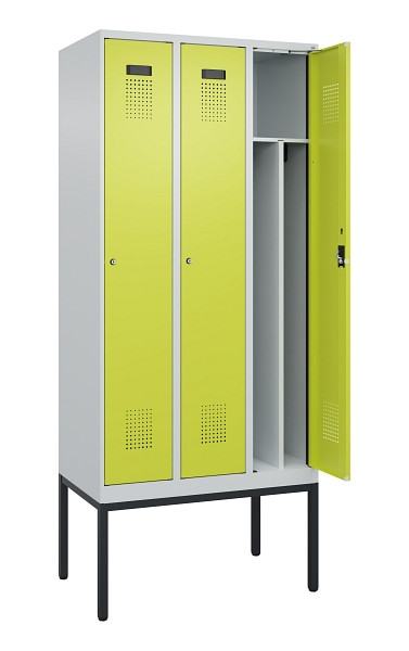 C+P Spind Evolo PLUS, Gestell, 3 Abteile, 2120x900x500mm, 7035/0024, Verschluss Zylinderschloss, 0490307-30F S10042