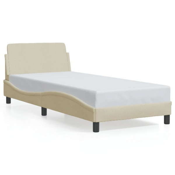vidaXL Bettgestell mit Kopfteil Creme 90x200 cm Stoff, 373110