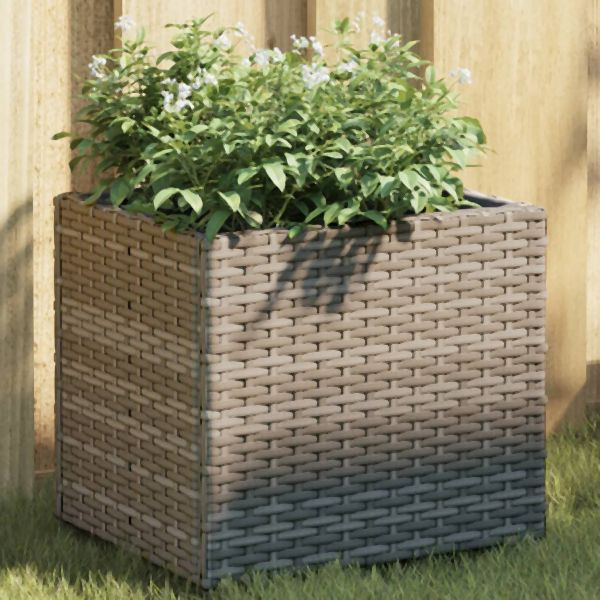vidaXL Pflanzkübel 2 Stk. Grau 36x30x32 cm Poly Rattan, 3210533