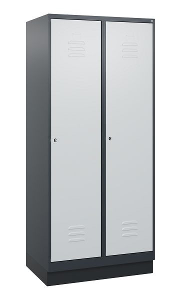 C+P Umkleidespind Classic PLUS mit Mitteltrennwand, Sockel, 2 Abteile, 1800x800x500mm, 7016/7035, Zylinderschlösser, 0800207-22F S10028