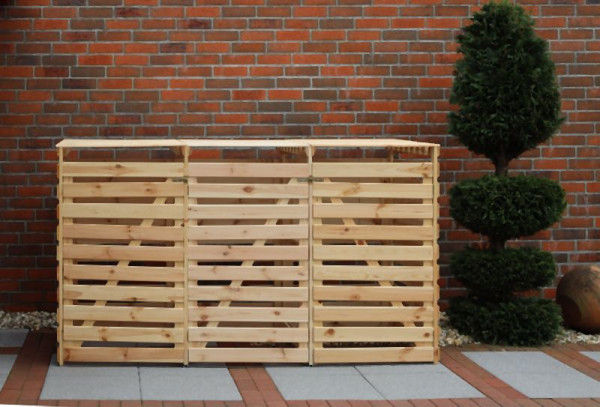 Promex Mülltonnenbox Vario V für 3 Tonnen, natur, 512301