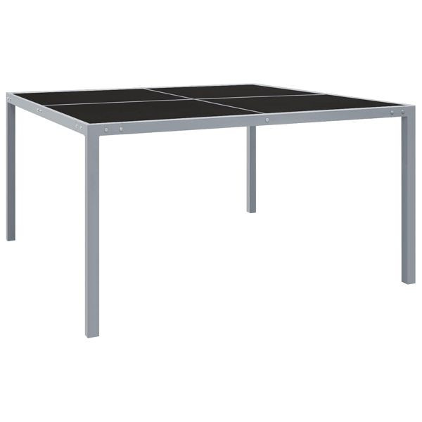vidaXL Gartentisch 130x130x72 cm Grau Stahl und Glas, 313086