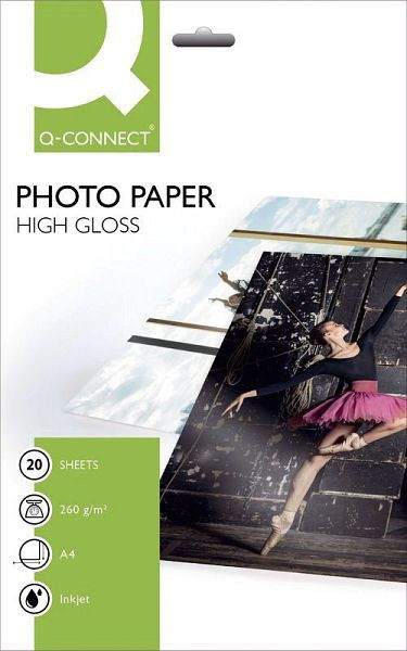 Q-Connect Inkjet-Photopapiere - A4, hochglänzend, 260 g/qm, 20 Blatt, KF02163