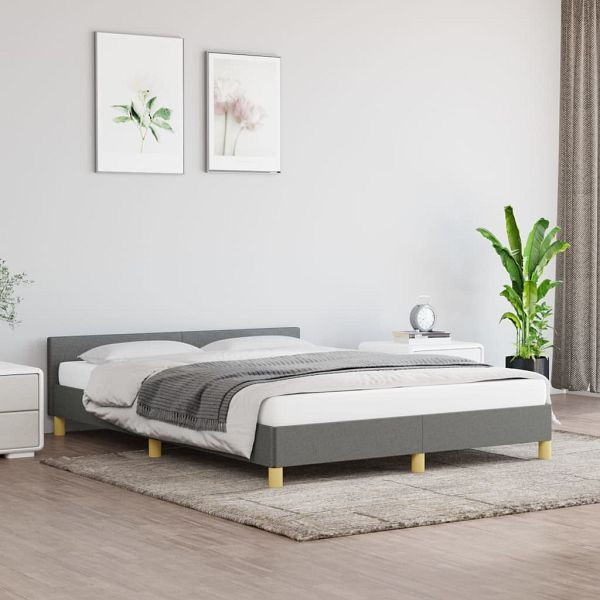 vidaXL Bettgestell mit Kopfteil Dunkelgrau 140x200 cm Stoff, 347416