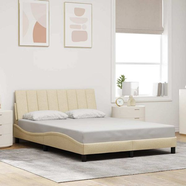 vidaXL Bettgestell ohne Matratze Creme 120x200 cm Stoff, 3310452