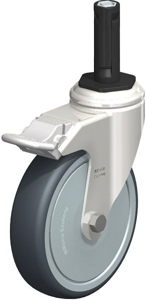 Blickle LKRXA-TPA 126KD-11-FI-FK-EXR12 Edelstahl-Apparate-Lenkrolle mit Expander & Feststeller, Thermoplastisches Gummi-Elastomer, Grau, 853199