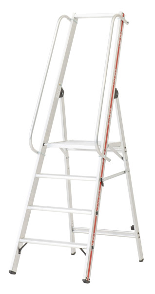 HYMER Plattformleiter mit langem Handlauf, 4 Sprossen/Stufen, 807804