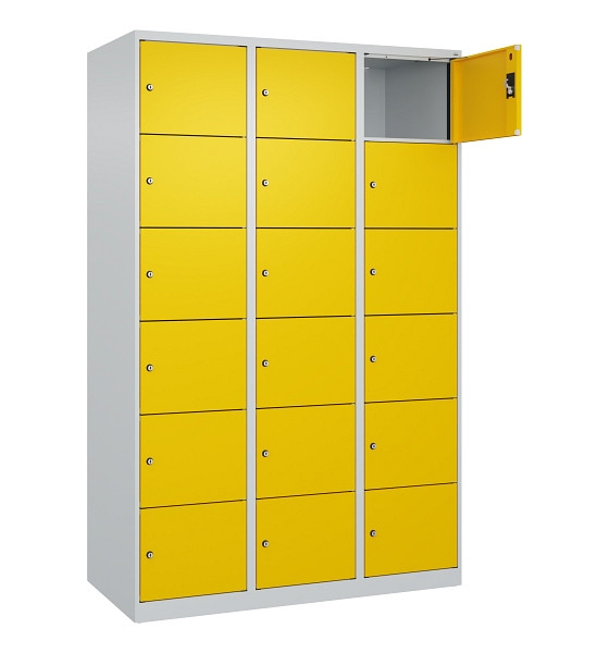 C+P Schließfachschrank Evolo PLUS, 18 Fächer, 1850x1200x500mm, 7035/1023, 049000-326 S10001