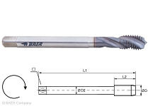 BAER HSSE-PM-TiAlN Maschinengewindebohrer 35° RSP - M 20 x 2,5 - DIN 376 Sonder-Nickellegierungen, 110612011