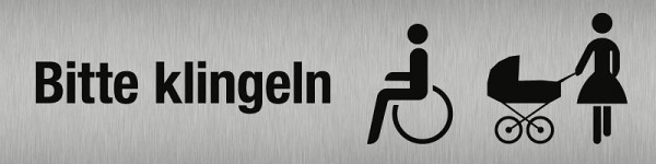 Moedel Bitte klingeln Rollstuhlfahrer/Kinderwagen, Edelstahl, selbstklebend, 160x40 mm, 97010
