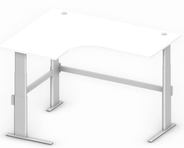 Deskin Sitz-/Stehtisch Jumboform Comfort MULTI M, Dekor weiß, B 1800/800 x T 1400/800 x H 655-1305 mm, Freiform linksseitig, 275370