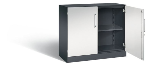 C+P Sideboard mit Flügeltüren Asisto, H915xB1000xT435mm, Farbe: Schwarzgrau / Lichtgrau, Bügelgriff, 2 OH, 141052-000 S10176