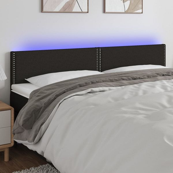 vidaXL LED Kopfteil Schwarz 180x5x78/88 cm Stoff, 3121488