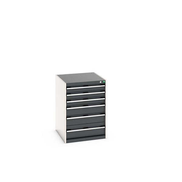 bott cubio Schubladenschrank bestückt, mit 6 Schubladen, BxTxH: 650x750x900mm, RAL 7035/7016, Anthrazitgrau, 40027088.19V