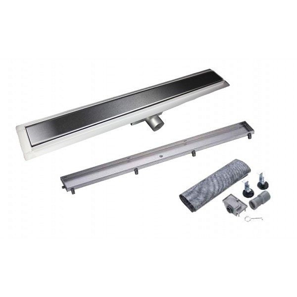 Sanotechnik Duschrinne 80 cm Nirosta Chrom-Optik inkl. Siphoneinsatz mit Anschluss 40mm, DT80