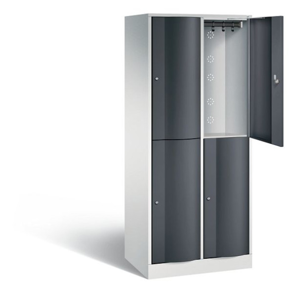 C+P Spind doppelstöckig Resisto, H1950xB772xT540mm, Farbe: Lichtgrau / Schwarzgrau, 8270-272 S10092