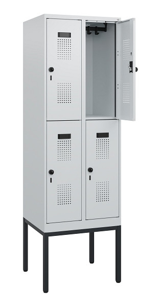 C+P Doppelstock-Spind Evolo PLUS, Gestell, 4 Fächer, 1950x600x500mm, 7035/7035, Drehriegel, 0493305-20 S10013
