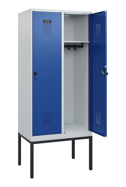 C+P Spind Evolo PLUS, Gestell, 2 Abteile, 1950x800x500mm, 7035/5010, Drehriegel, 0490305-22 S10006