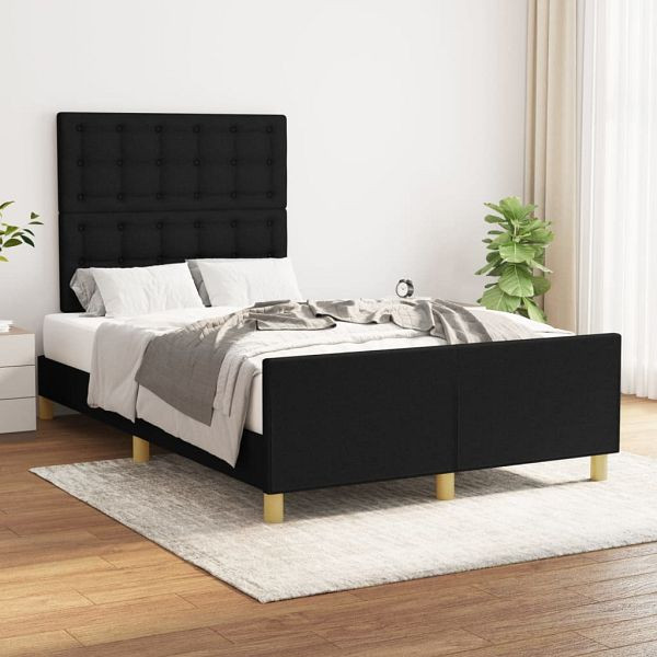 vidaXL Bettgestell mit Kopfteil Schwarz 120x200 cm Stoff, 3125367