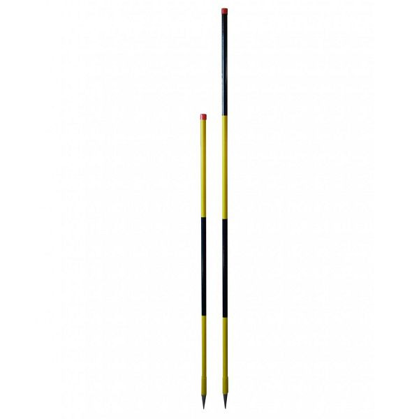 NESTLE Schneeleitstab Holz PVC-beschichtet, 50cm-Teilung, schwarz/gelb, runde Spitze, 1,5 m, VE: 12 Stück, 11300000