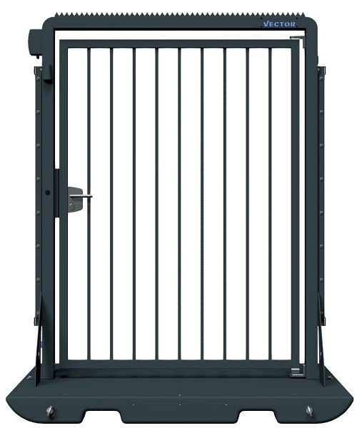 SCHAKE-VECTOR Mobile Tür V-Door, verzinkt + schwarz-matt pulverbeschichtet, ohne Zutrittskontrolle, mit Doppelstabmattenzaunmodul, VPDP22SOD0195