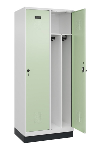 C+P Spind Evolo PLUS, mit Sockel, 2 Abteile, 1950x800x500mm, 9016/6019, Verschluss Drehriegel, 049020-22F S10019