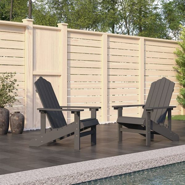 vidaXL Adirondack-Gartenstühle 2 Stück HDPE Anthrazit, 3095693