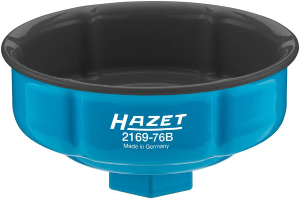 Hazet Ölfilter-Schlüssel, Vierkant hohl 12,5 mm (1/2 Zoll), Rillenprofil, 85.6 mm, 2169-76B