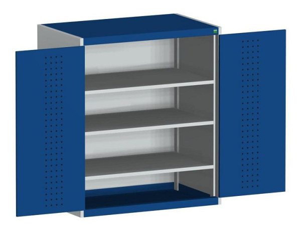 bott cubio Flügeltürschrank bestückt mit 3 Fachböden BxTxH: 1050 x 650 x 1200 mm, RAL 7035/5010, 40021245.11V