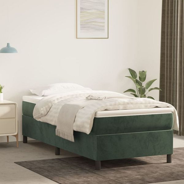 vidaXL Boxspringbett mit Matratze Dunkelgrün 100x200 cm Samt, 3144666