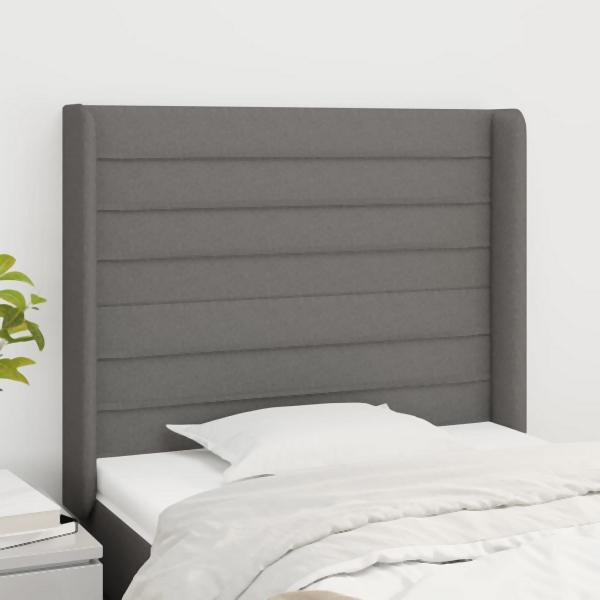 vidaXL Kopfteil mit Ohren Dunkelgrau 93x16x118/128 cm Stoff, 3119703