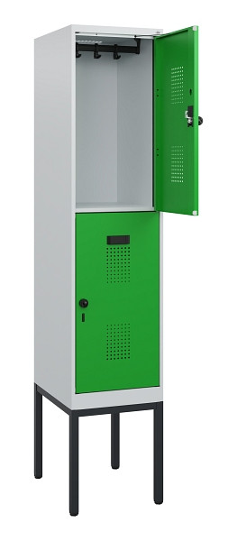 C+P Doppelstock-Spind Evolo PLUS, Gestell, 2 Fächer, 1950x400x500mm, 7035/6037, Drehriegel, 0493305-12 S10011