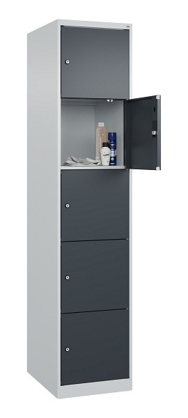C+P Schließfachschrank Evolo PLUS, 5 Fächer, 1850x400x500mm, 7035/7016, 049000-125 S10012