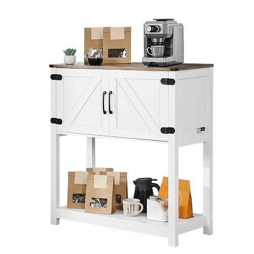 VEVOR Kaffeebarschrank 80x35x88 cm Bauernhaus mit 3-stufigem Stauraum, Magnettüren, Sideboard für Wohnzimmer/Eingangsbereich, BSZSJSJLMK30Z362SV0