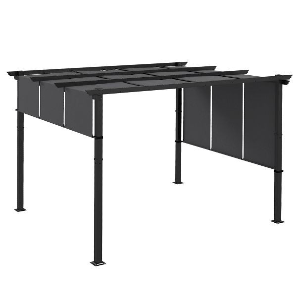 Outsunny Markise Sonnenschutz. Pergola, wetterbeständig, inkl. Befestigungsmaterial, 3 x 3,5 m, Dunkelgrau, 84C-480V01CG