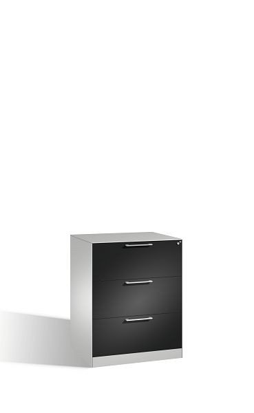 C+P Hängeregistraturschrank Asisto, H1010xB800xT600mm, Farbe: Weißaluminium / Schwarzgrau, Bügelgriff, 146243-312 S10178